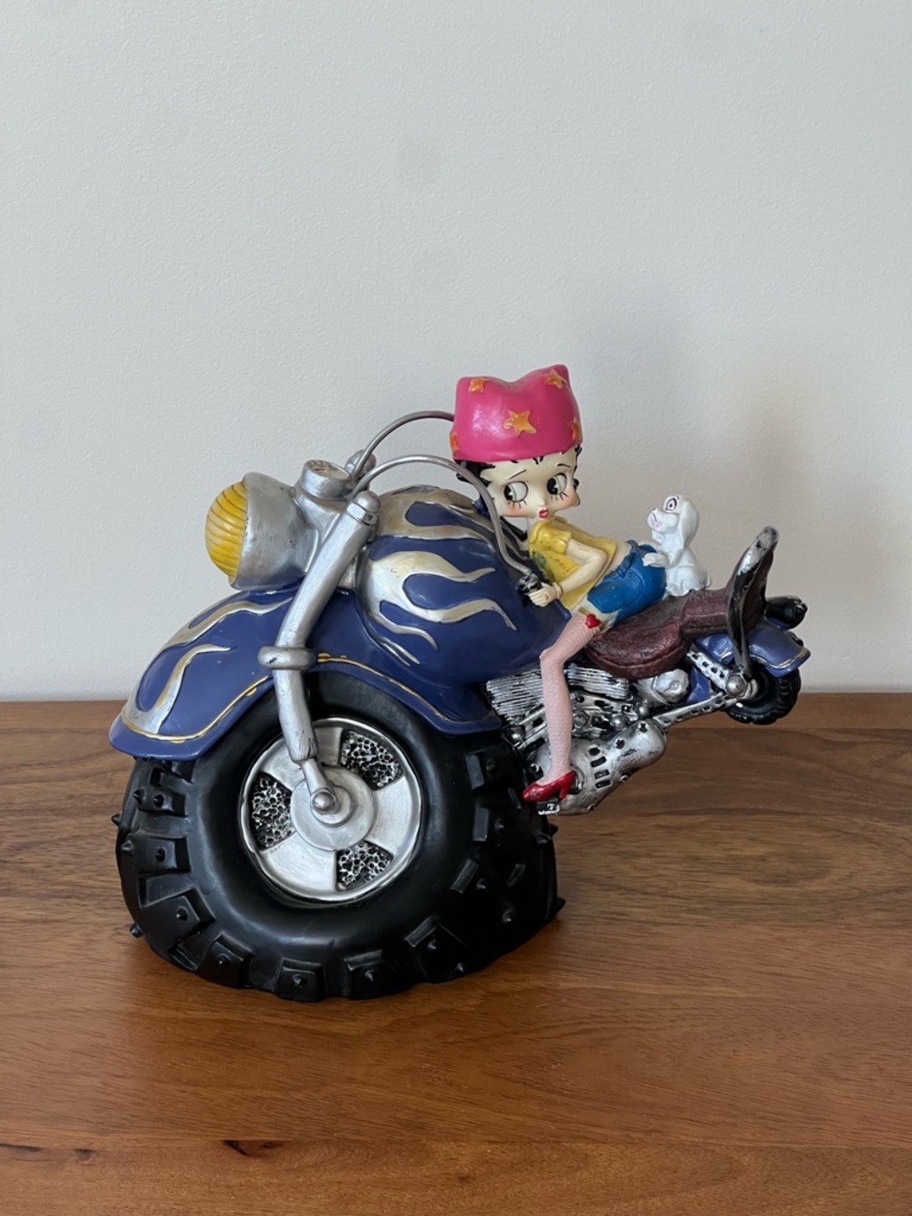 RARE Vintage Betty Boop & Pudgy Motorcycle Piggy Bank Resin Figurine